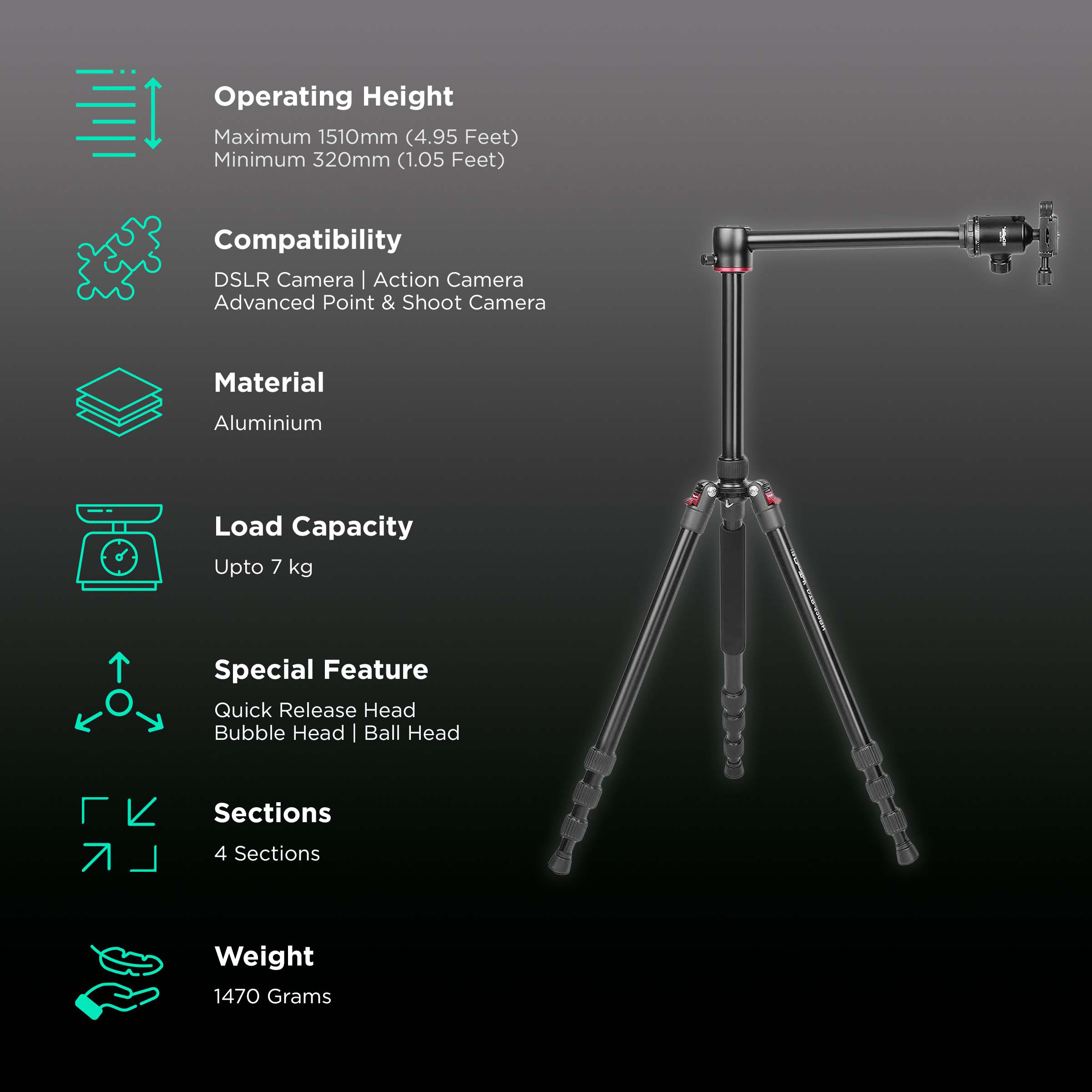 buy-digitek-dtr-520-bh-151cm-adjustable-tripod-for-camera-swivel-pan